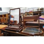 Victorian mahogany inlaid folding backgammon board, a 19th century mahogany dressing table swing