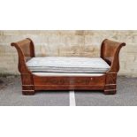 Late 19th/early 20th century Lit Bateau-style single bedstead, the head and footboards with wooden