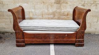 Late 19th/early 20th century Lit Bateau-style single bedstead, the head and footboards with wooden
