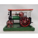 Mamod TE1A steam tractor on wooden base