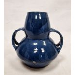 C H Brannam Pottery Barum Ware Arts and Crafts blue-ground two-handled vase retailed by Liberty &