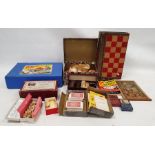 Bayko building set, a Demeto Box A, backgammon board decorated as book, playing cards and other