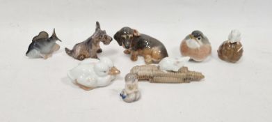 Various Royal Copenhagen models of animals, 20th century, various printed and painted marks,