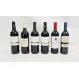Six bottles of red wine including Chateau Musar 1999 Gastoin Hochar, three bottles Chateau des