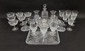 Quantity of Waterford diamond pattern cut glass to include, a set of six champagne saucers, set of