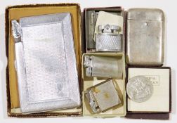 Assorted vintage lighters including the Mosda Automatic Lighter case, engine-turned, in box, a