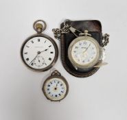 Early 20th century silver-cased open-faced pocket watch, the enamel dial having roman numerals