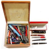 Large collection of vintage ballpoint pens including a boxed Harvey Davidson example, Tag Heuer,