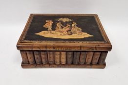 Late 19th century Sorrento marquetry and olive wood puzzle box in the form of a book with