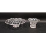 Stuart & Sons cut-glass footed bowl by Ludwig Kny and a flared vase similar, etched marks, circa