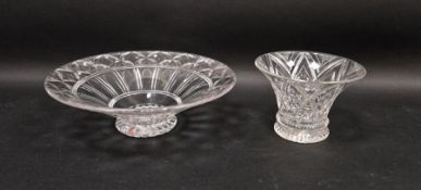 Stuart & Sons cut-glass footed bowl by Ludwig Kny and a flared vase similar, etched marks, circa