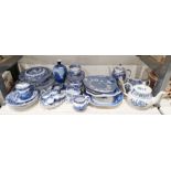 Assembled group of Copeland Spode Italian pattern blue and white pottery, circa 1900, printed blue