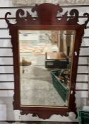 19th century mahogany bevel edge wall mirror, 83cm high x 52cm wide