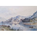 Attributed to Aaron E Pemley (19th Century) Watercolour on paper  View of Tintern Abbey,