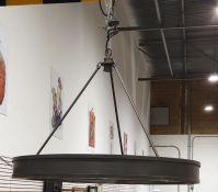 Ralph Lauren Roark modular ring chandelier in Aged Iron finish, with retailer's label marked for