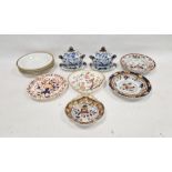 Pair of Staffordshire Ironstone china small vegetable tureens, 19.5cm wide, covers and stands, circa