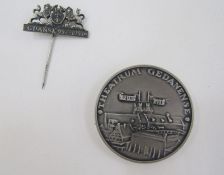 Polish commemorative medal for the visit of HRH Prince of Wales and pin.