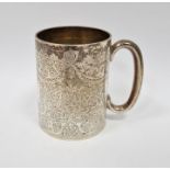 Late Victorian silver christening mug, London 1896 with presentation inscription and allover