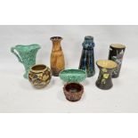 Collection of late 19th/early 20th century pottery including an Art pottery tapering cylindrical