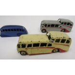 Dinky Toys diecast model cars to include two X 29F (280) Observation Coaches- one with grey body and