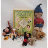 Pegity board game by Parker, Mickey Mouse Pelham puppet, painted puppet and other assorted childrens