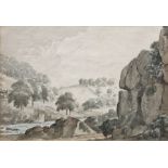 LOT WITHDRAWN- John Swete Watercolour drawing River Teign