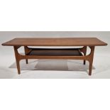 Mid century two tier teak coffee table by Jentique, height 40.5cm, length 117cm, width 41cm