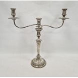 Large late 19th century silver-plated three-branch candelabrum, 49cm high