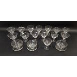 Assembled Stuart ribbed glass part table service, circa 1930, etched registration marks, comprising: