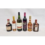 Collection of liqueurs and other bottles to include Drambuie, Cointreau, Bols Apricot brandy, a half