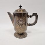 Silver pedestal coffee pot, Dublin 1979, maker George Bellew & Sons, with cylindrical body and all