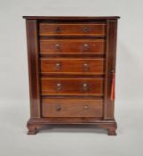 Edwardian mahogany marquetry inlaid table-top miniature Wellington collectors chest of rectangular