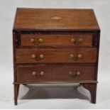 Edwardian mahogany and satinwood banded bureau, the fall front with conch shell inlay, fitted