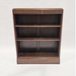 Mid 20th century oak three-tier open bookcase on plinth base, 103cm x 81cm x 23cm