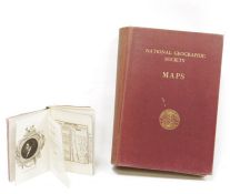 National Geographic Society red cloth and gilt folder of maps to include Antarctica 1957, The Arctic