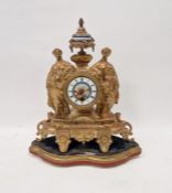 Late 19th/early 20th century gilt metal-mounted and Sevres-style mounted mantel clock, cast with a