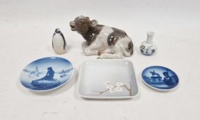 Group of Royal Copenhagen porcelain, 20th century, printed marks, comprising a model of a