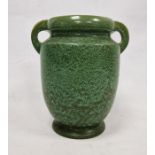 C H Brannam Pottery Barum Ware green-ground two-handled oviform vase, early 20th century, incised CH
