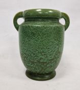 C H Brannam Pottery Barum Ware green-ground two-handled oviform vase, early 20th century, incised CH