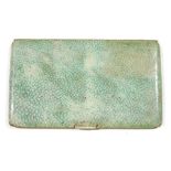 Art Deco shagreen and gilt-metal mounted cigarette case, of rectangular form, 14.7cm x 8.5cm