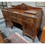 Large 20th century mahogany pedestal sideboard from Williams, Briggs & Co Limited, having raised