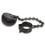 Antique convict's cast iron ball and chain