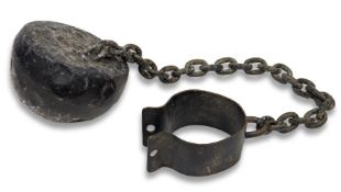 Antique convict's cast iron ball and chain