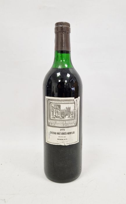 1970 Haut Bages Monpelou Berry Bros and Rudd English Bottled.  Level: low neck