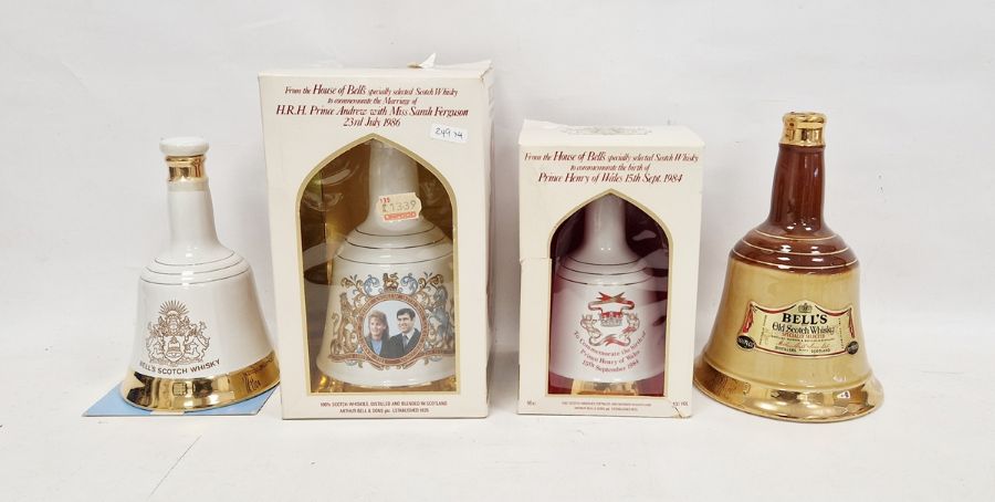 Three commemorative Bells whisky decanters, sealed and in original boxes celebrating the Marriage of