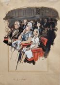 F M  Ink and wash drawing  "The First Ballet", girl seated in theatre besider her grandparents, 23.