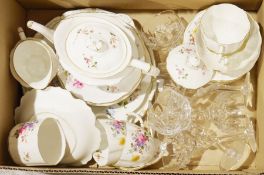 Royal Crown Derby part tea service to include teapot, milk jug, sugar bowl, cups, saucers, side