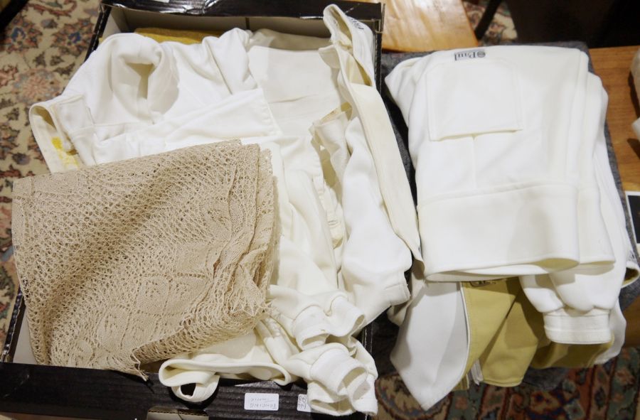 Two Leon Paul fencing jackets and two Leon Paul pairs of fencing breeches