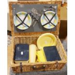 An 'Antler' wicker picnic basket and contents