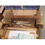 Large vintage wooden vice and a T-square (2)